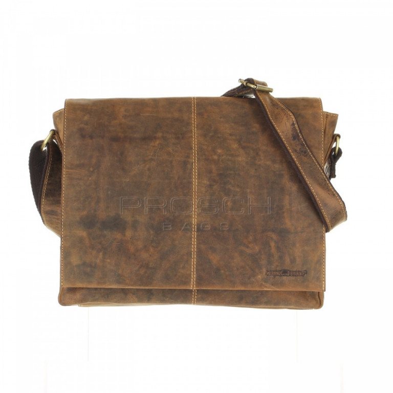 Kožená taška na tablet Greenburry 1632-25 hnědá