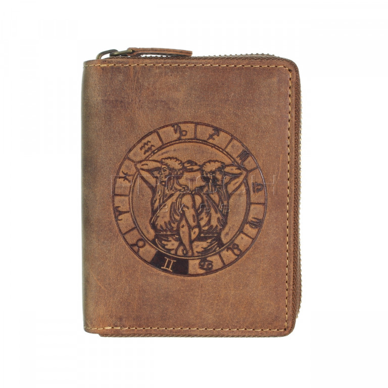 Kožená peněženka na zip GREENBURRY 821A-Blíženci