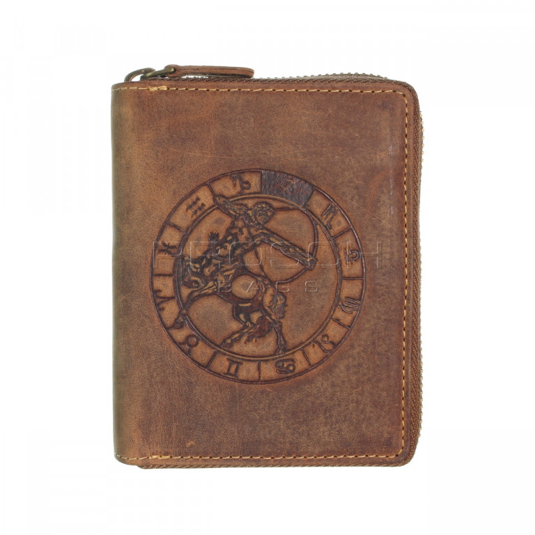 Kožená peněženka na zip GREENBURRY 821A-Střelec