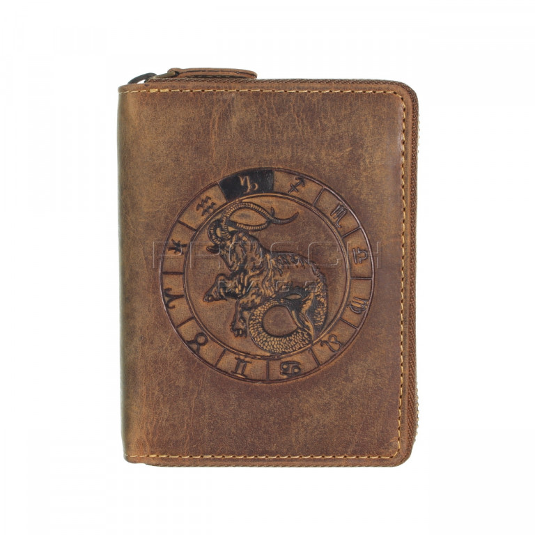 Kožená peněženka na zip GREENBURRY 821A-Kozoroh