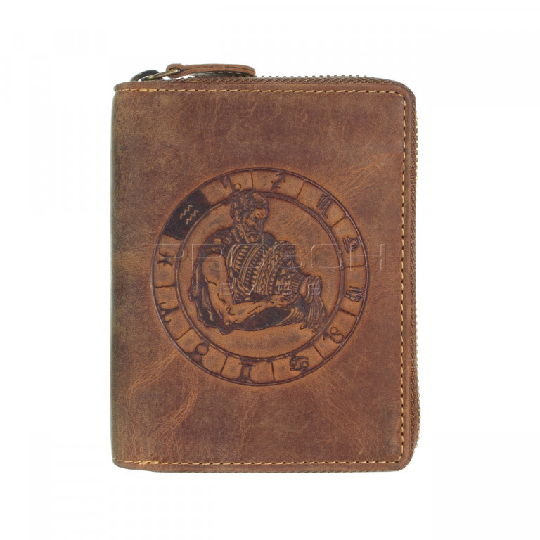 Kožená peněženka na zip GREENBURRY 821A-Vodnář