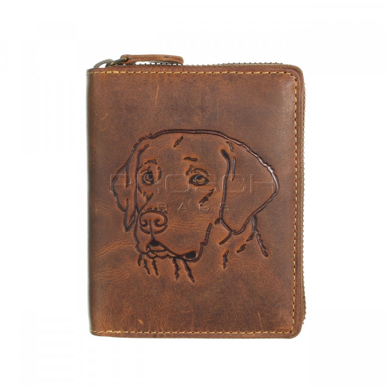 Kožená peněženka na zip GREENBURRY 821A-Pes