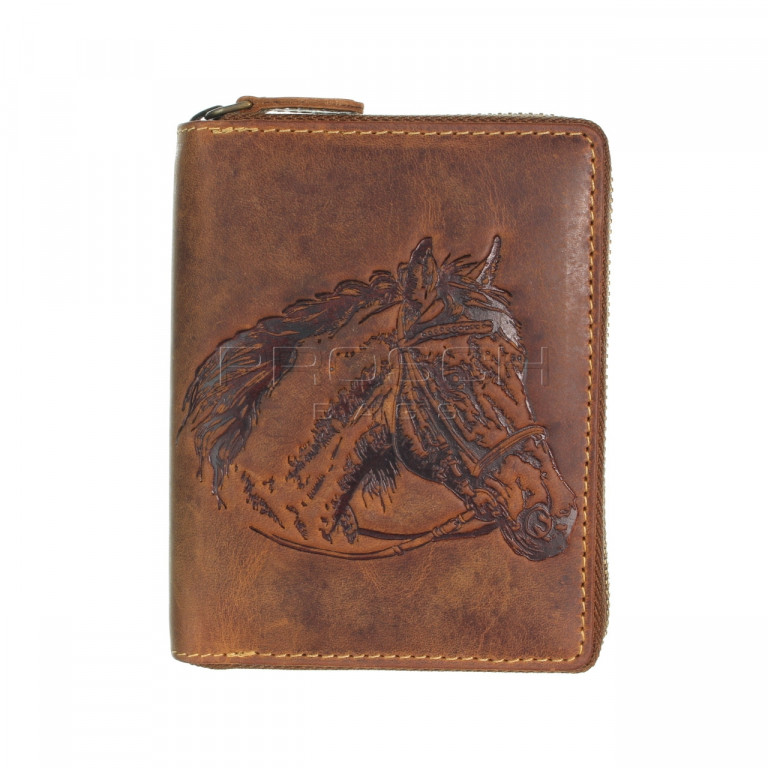 Kožená peněženka na zip GREENBURRY 821A-Kůň