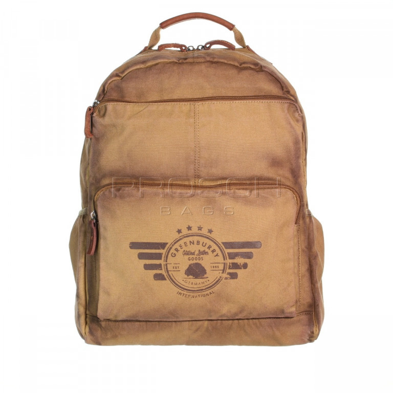 Plátěný batoh na notebook Greenburry 5908-24 camel