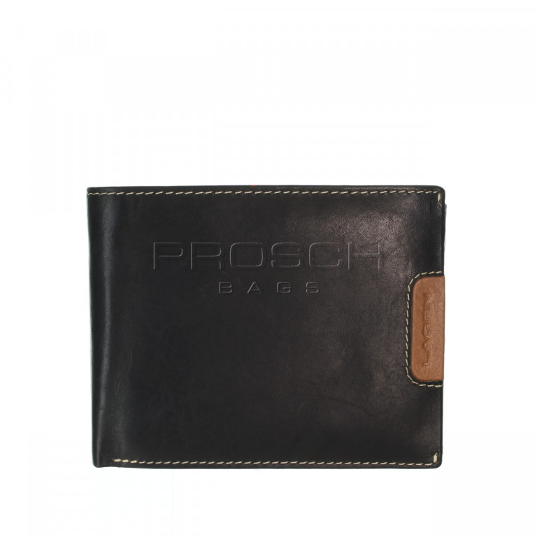 Pánská kožená peněženka LAGEN 615196 černá/tan