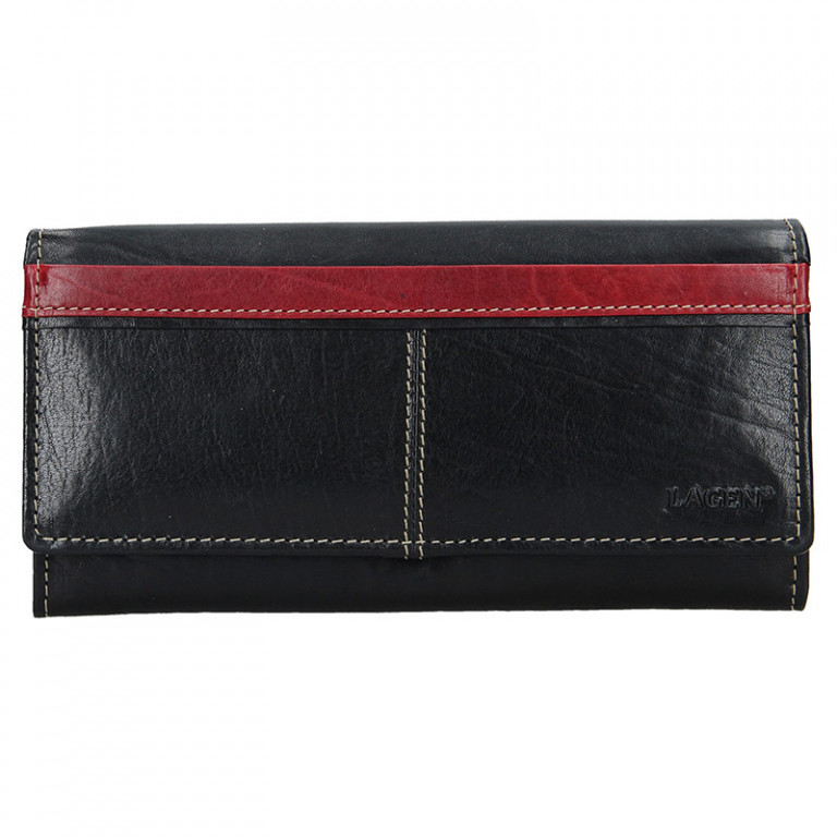 Dámská kožená peněženka Lagen 7546/T černo-červená