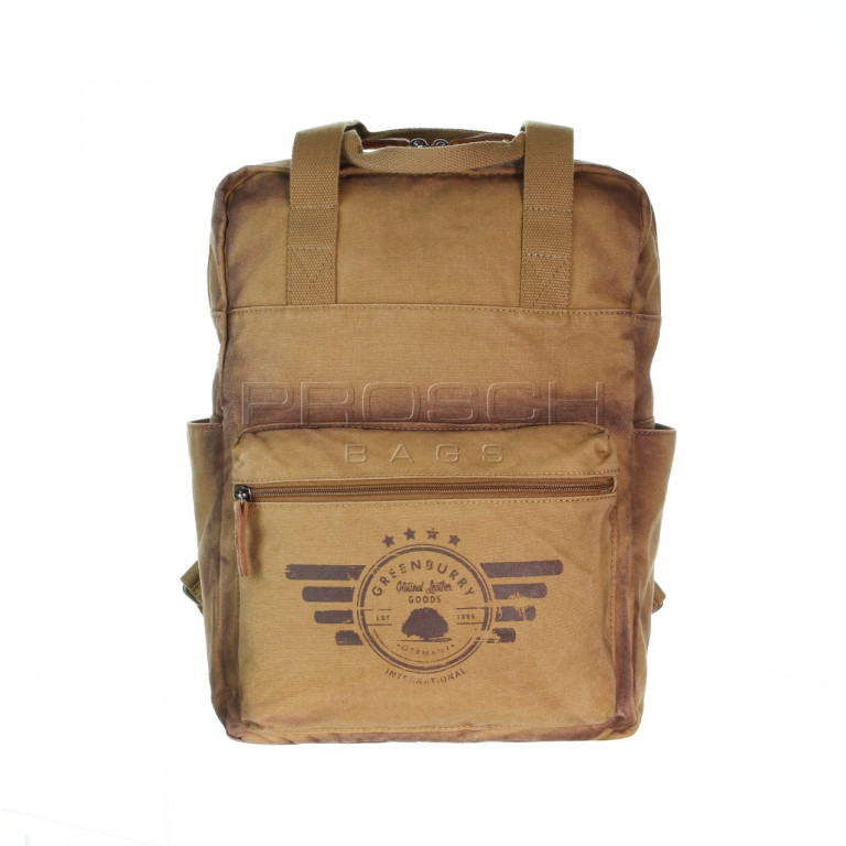 Plátěný batoh na notebook Greenburry 5911-24 camel