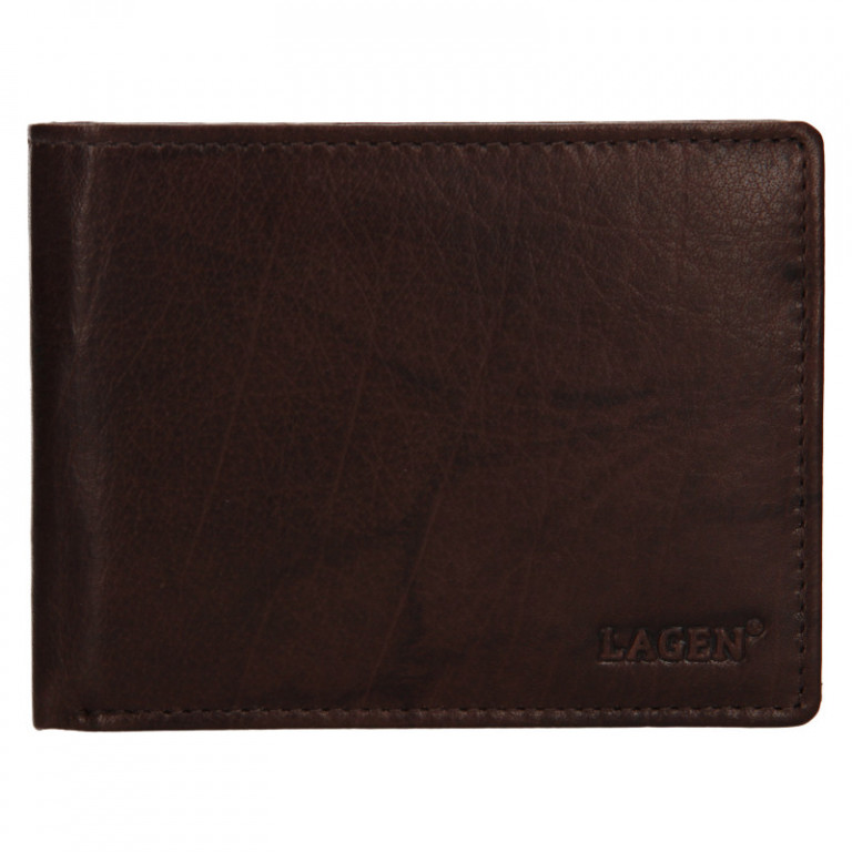 Pánská kožená peněženka LAGEN V-76 tmavě hnědá