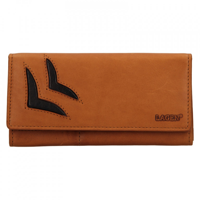 Dámská kožená peněženka LAGEN 6011/V hnědá a černá