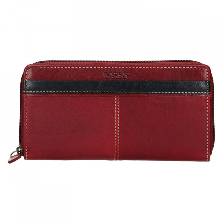 Dámská kožená peněženka LAGEN 26512/ červeno-černá
