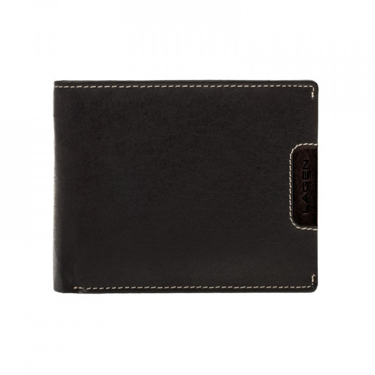 Pánská kožená peněženka LAGEN 615196 černá/hnědá