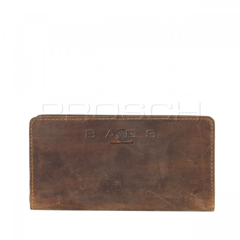 Kožená peněženka na zip Greenburry 1678-25 hnědá