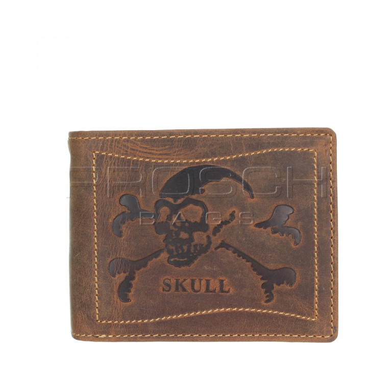 Kožená peněženka s řetězem Greenburry 1796-Skull-