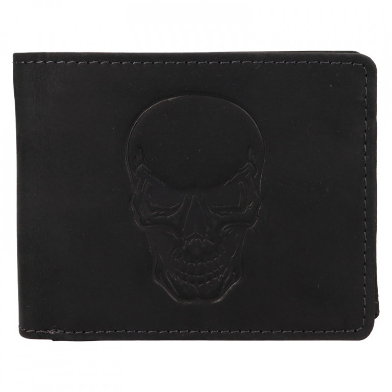 Pánská kožená peněženka Lagen 66-6535 Black Skelet