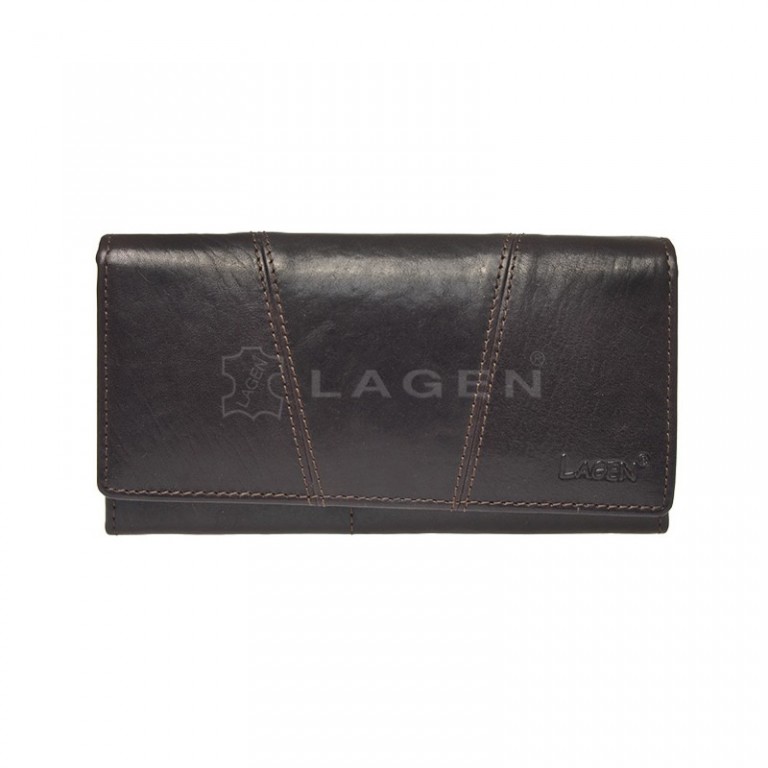 Dámská kožená peněženka LAGEN PWL-388/T tm.hnědá