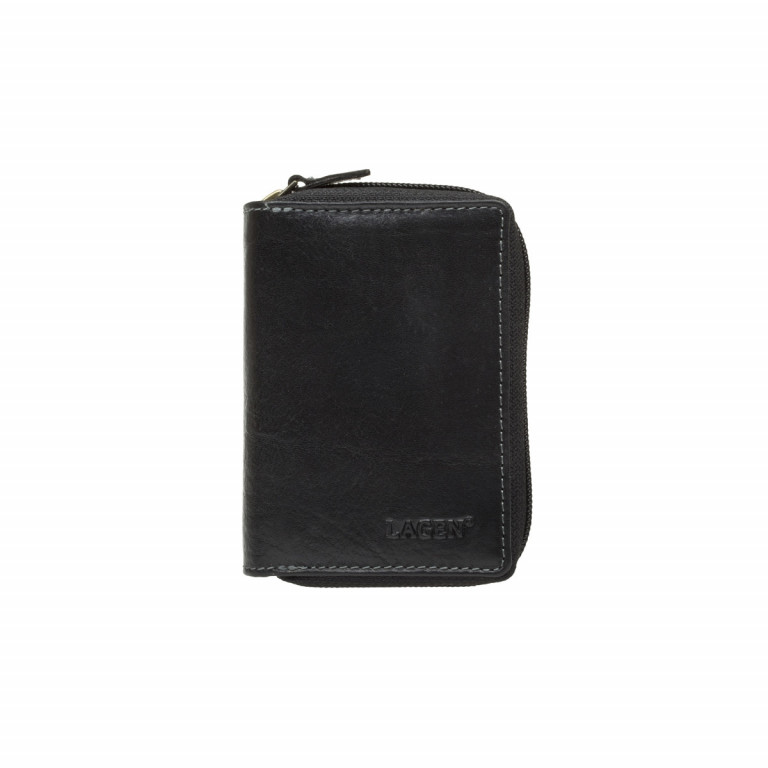 Kožené zipové pouzdro na karty LAGEN 5015/T černé