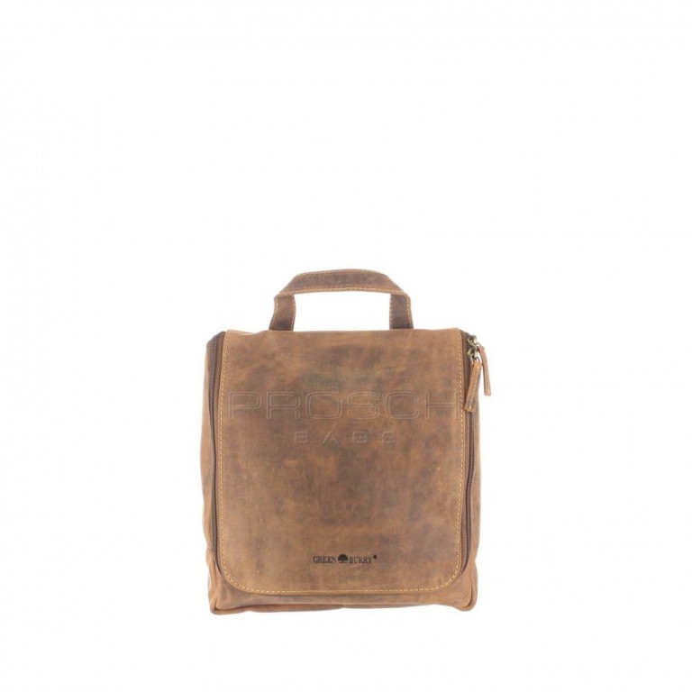 Kožená kosmetická taška Greenburry 1735-25 hnědá